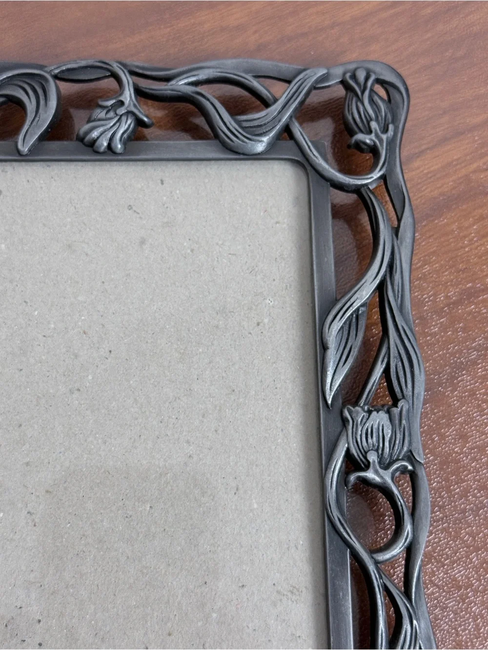 Vintage Floral Pewter Metal 8x10 Picture Frame Victorian Style